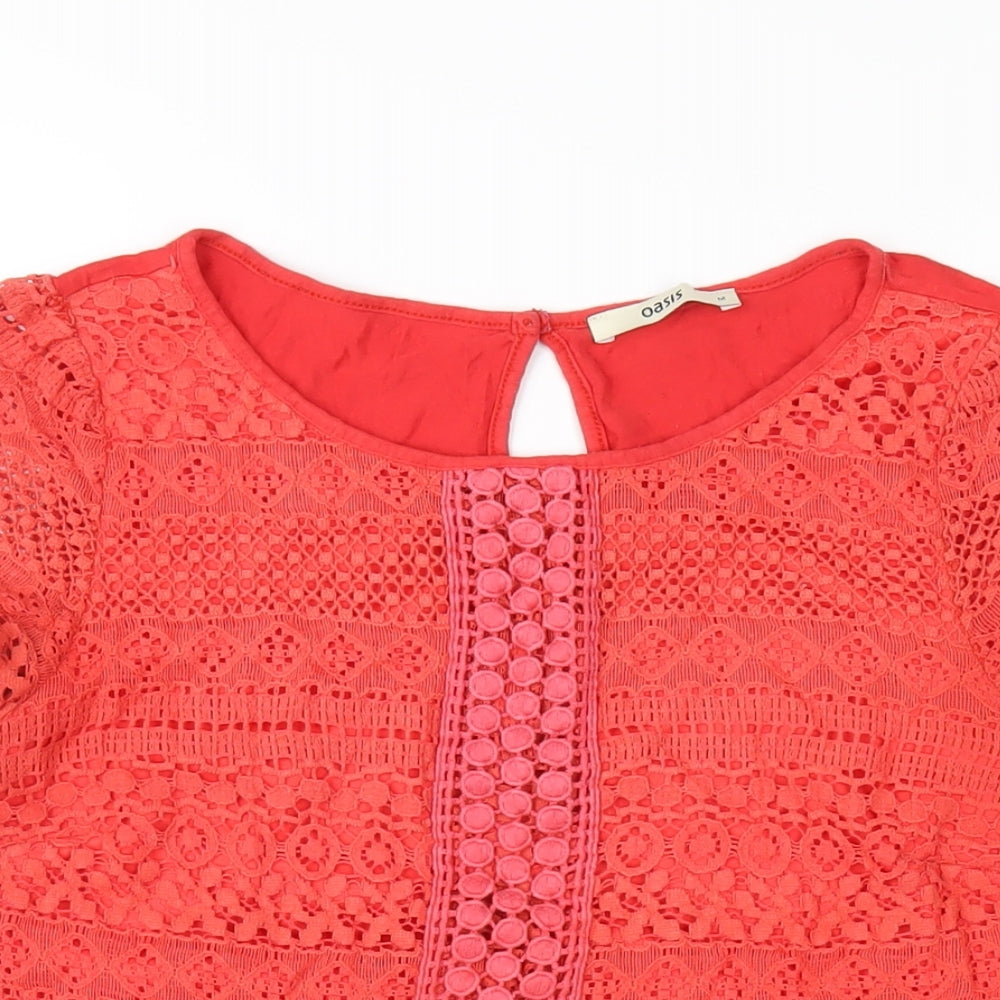 Womens UK Size M Oasis Red Basic T-Shirt