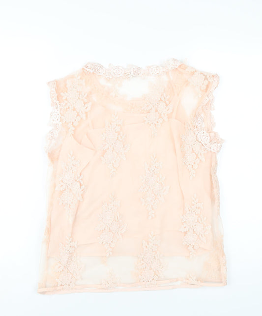 Womens UK Size 10 River Island Pink Basic T-Shirt
