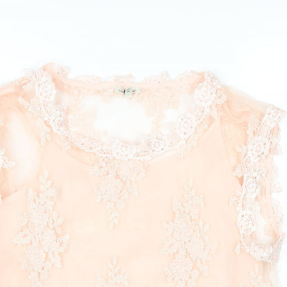 Womens UK Size 10 River Island Pink Basic T-Shirt