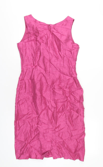 Kaliko Womens Pink Polyester Pencil Dress Size 10 V-Neck Zip