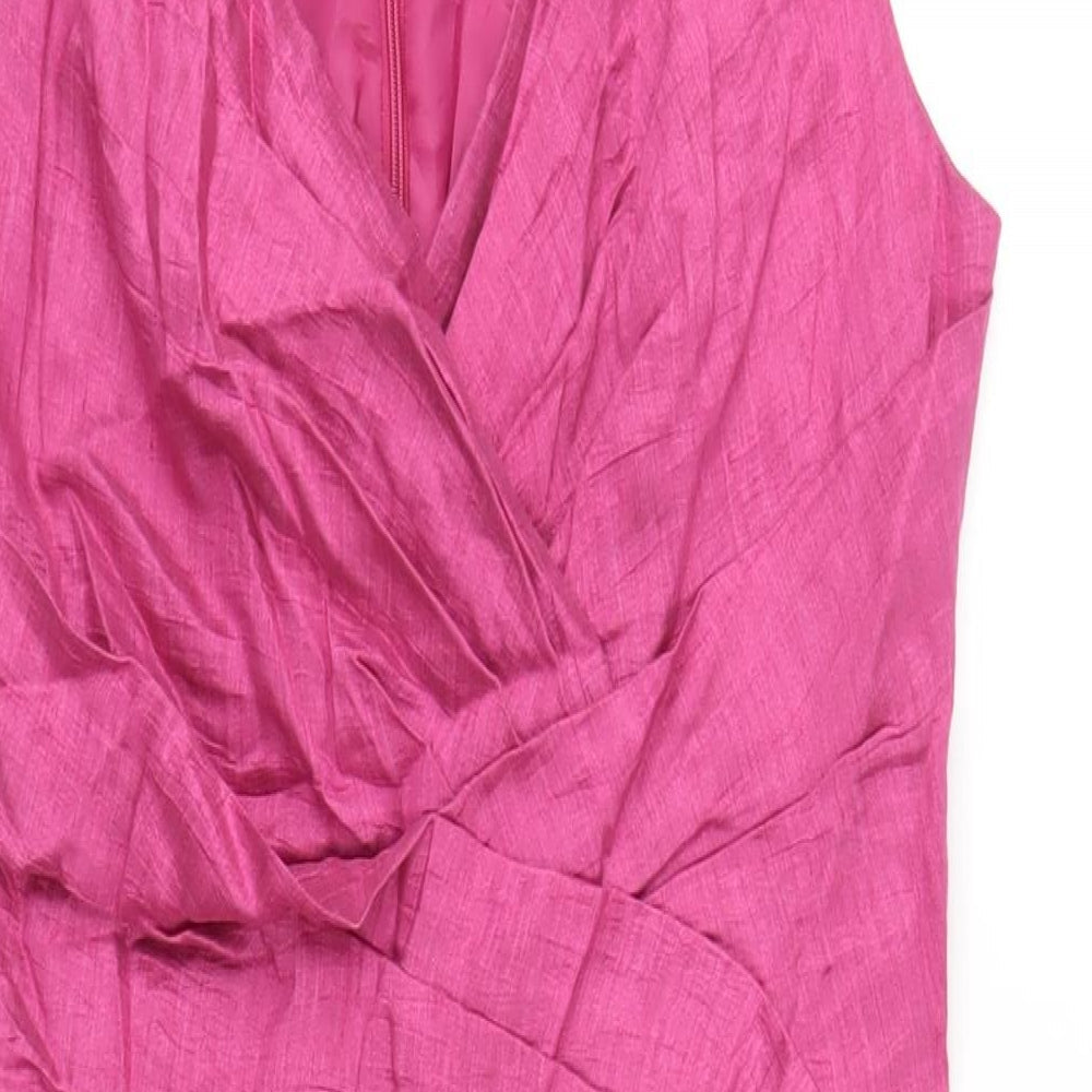 Kaliko Womens Pink Polyester Pencil Dress Size 10 V-Neck Zip