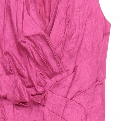 Kaliko Womens Pink Polyester Pencil Dress Size 10 V-Neck Zip