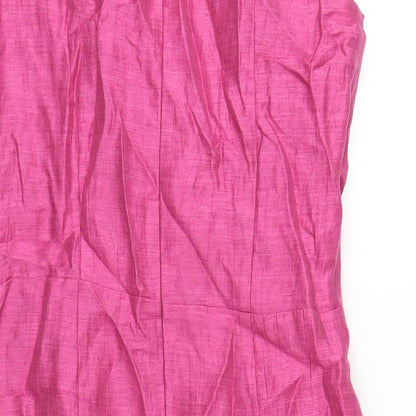 Kaliko Womens Pink Polyester Pencil Dress Size 10 V-Neck Zip
