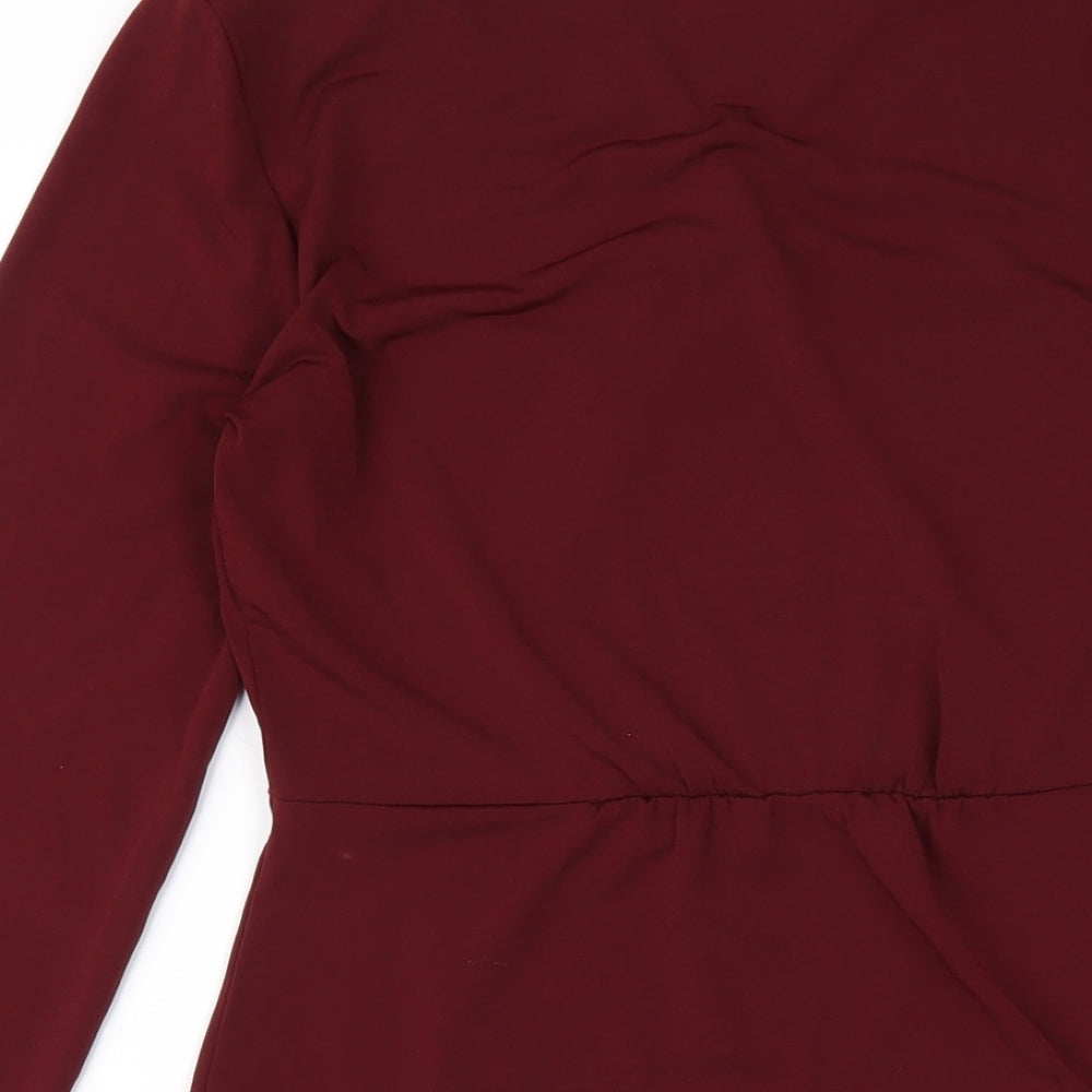 French Connection Womens Red Polyester Bodycon Size 12 V-Neck Pullover