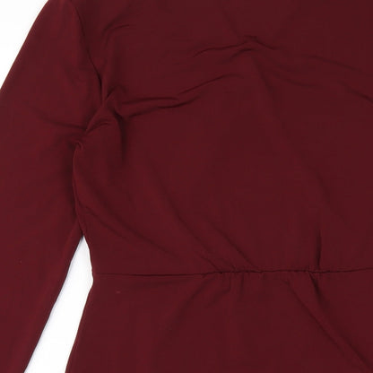 French Connection Womens Red Polyester Bodycon Size 12 V-Neck Pullover