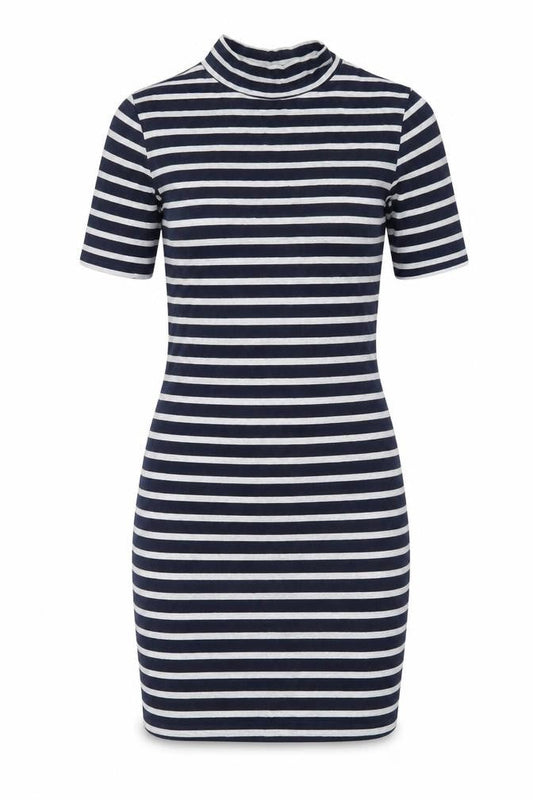 Gap Womens Blue Striped Cotton Bodycon Size S Mock Neck Pullover
