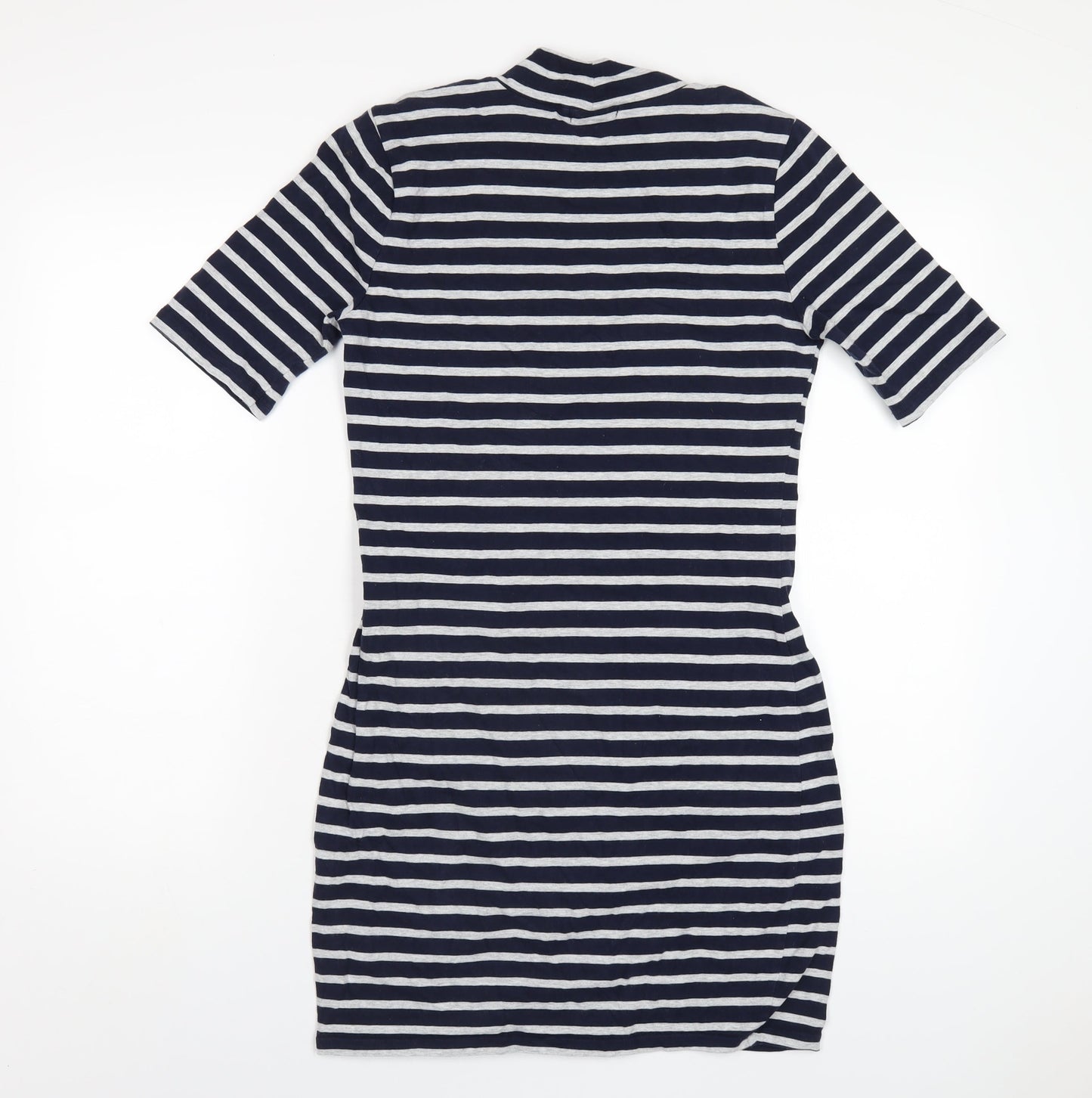 Gap Womens Blue Striped Cotton Bodycon Size S Mock Neck Pullover