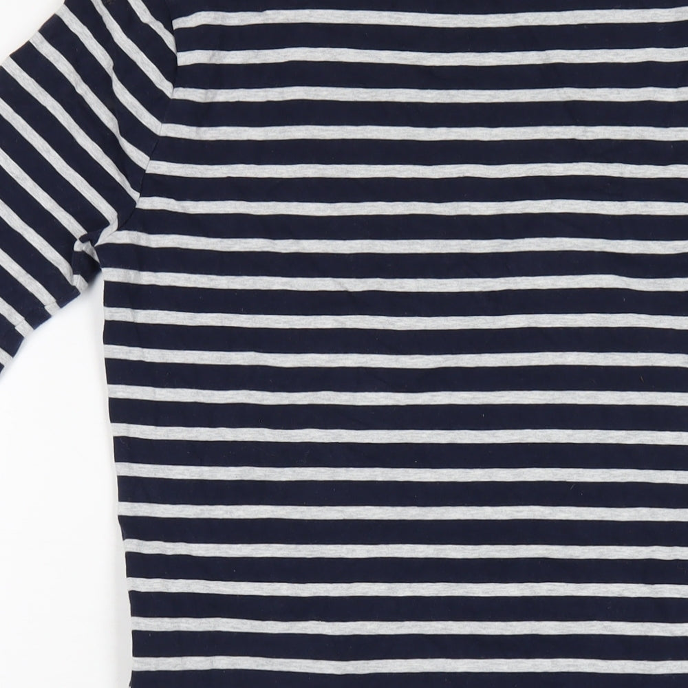 Gap Womens Blue Striped Cotton Bodycon Size S Mock Neck Pullover