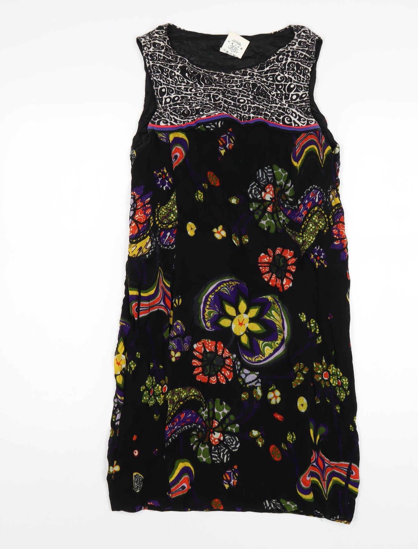 Miss Sixty Womens Multicoloured Geometric Viscose Tank Dress Size S Round Neck Pullover