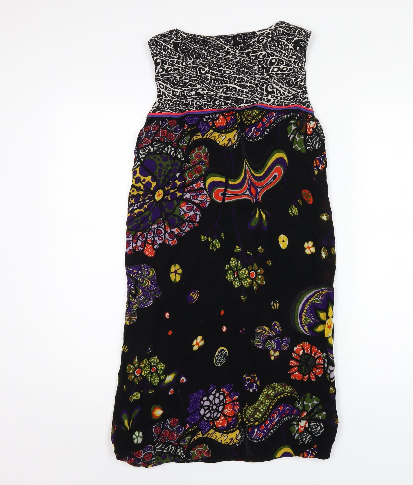Miss Sixty Womens Multicoloured Geometric Viscose Tank Dress Size S Round Neck Pullover