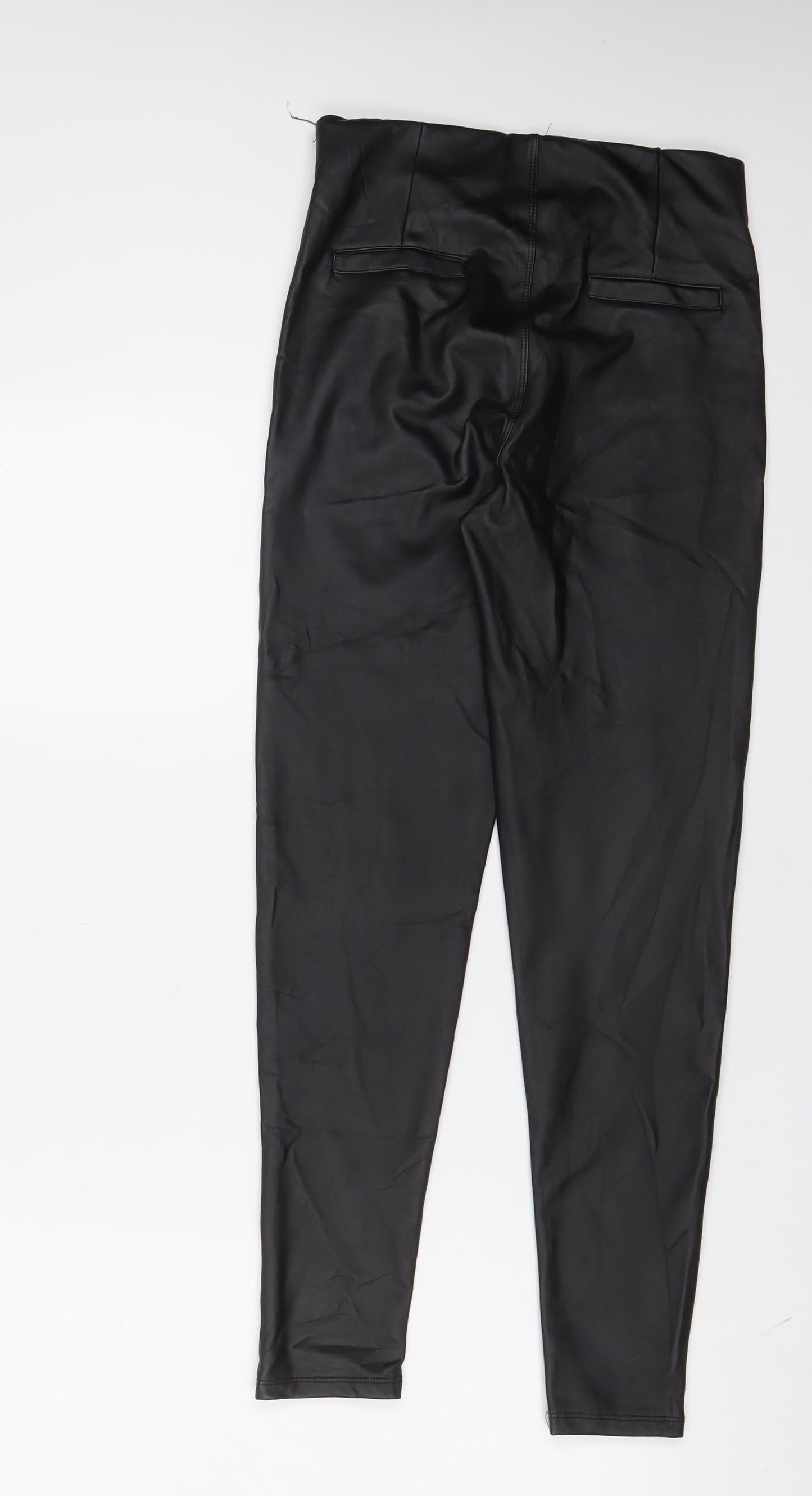 Hanel Hante Womens Black Polyurethane Trousers Size S L27 in Regular - Buttons