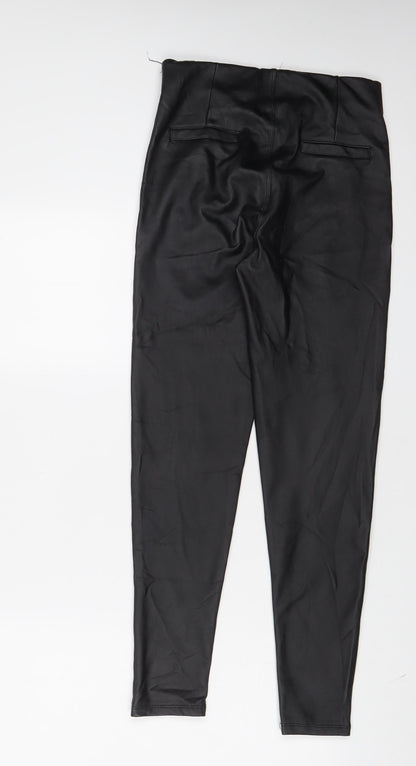 Hanel Hante Womens Black Polyurethane Trousers Size S L27 in Regular - Buttons