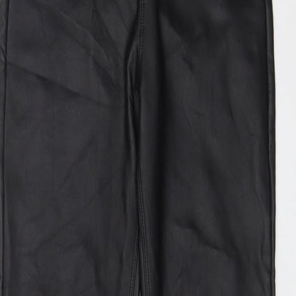 Hanel Hante Womens Black Polyurethane Trousers Size S L27 in Regular - Buttons