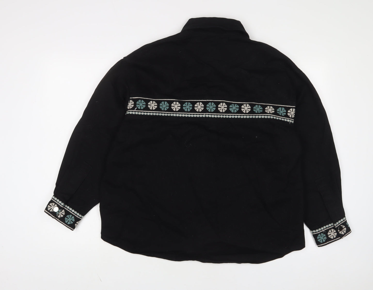 Womens UK Size XS Zara Black Basic Button-Up