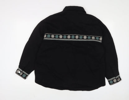 Womens UK Size XS Zara Black Basic Button-Up