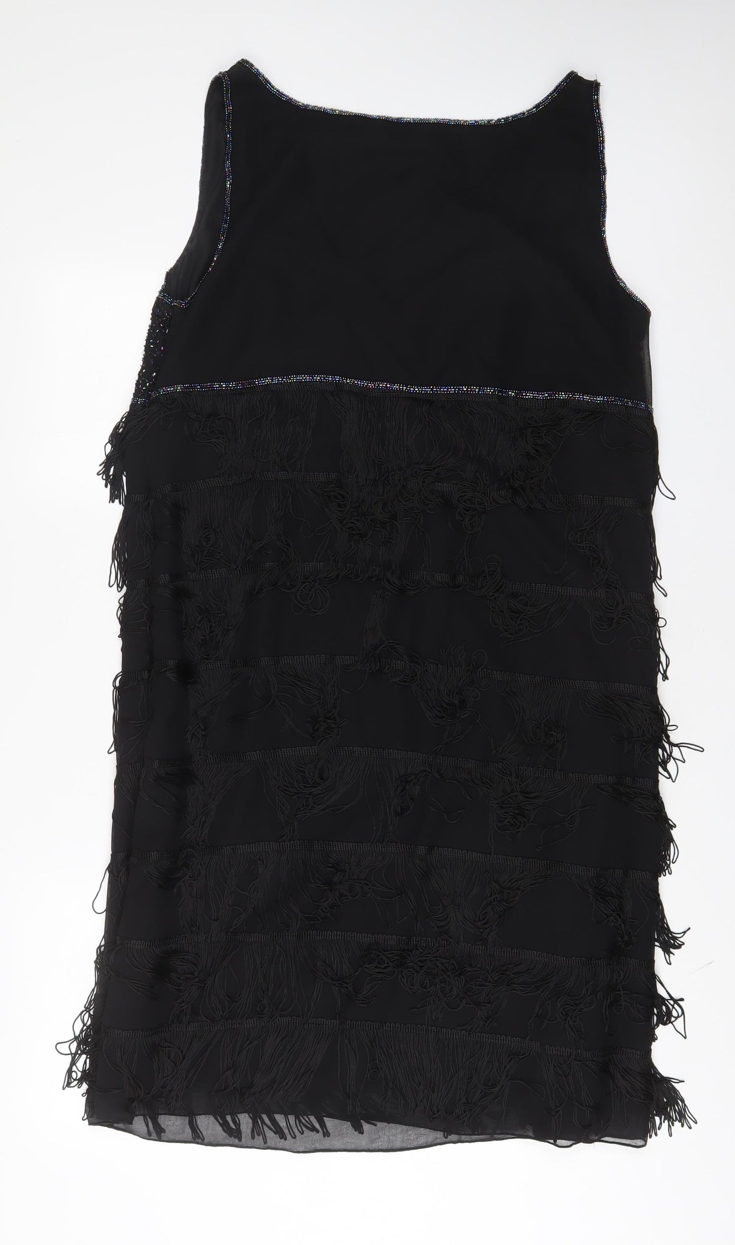 Glamorous Womens Black Polyester Sheath Size 18 V-Neck Zip - Beaded