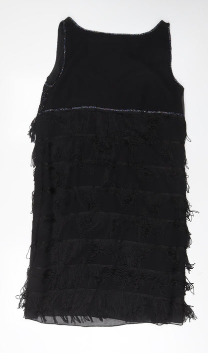 Glamorous Womens Black Polyester Sheath Size 18 V-Neck Zip - Beaded