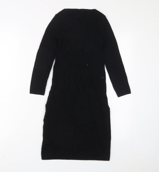 Gap Womens Black Cotton Jumper Dress Size XS Crew Neck Pullover