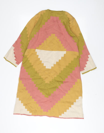 Gudnunsjoden Womens Multicoloured Geometric Cotton Jumper Dress Size S Crew Neck Pullover