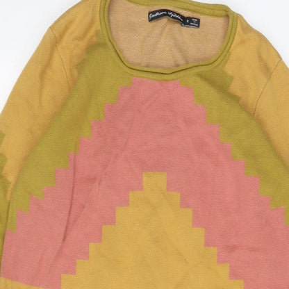 Gudnunsjoden Womens Multicoloured Geometric Cotton Jumper Dress Size S Crew Neck Pullover