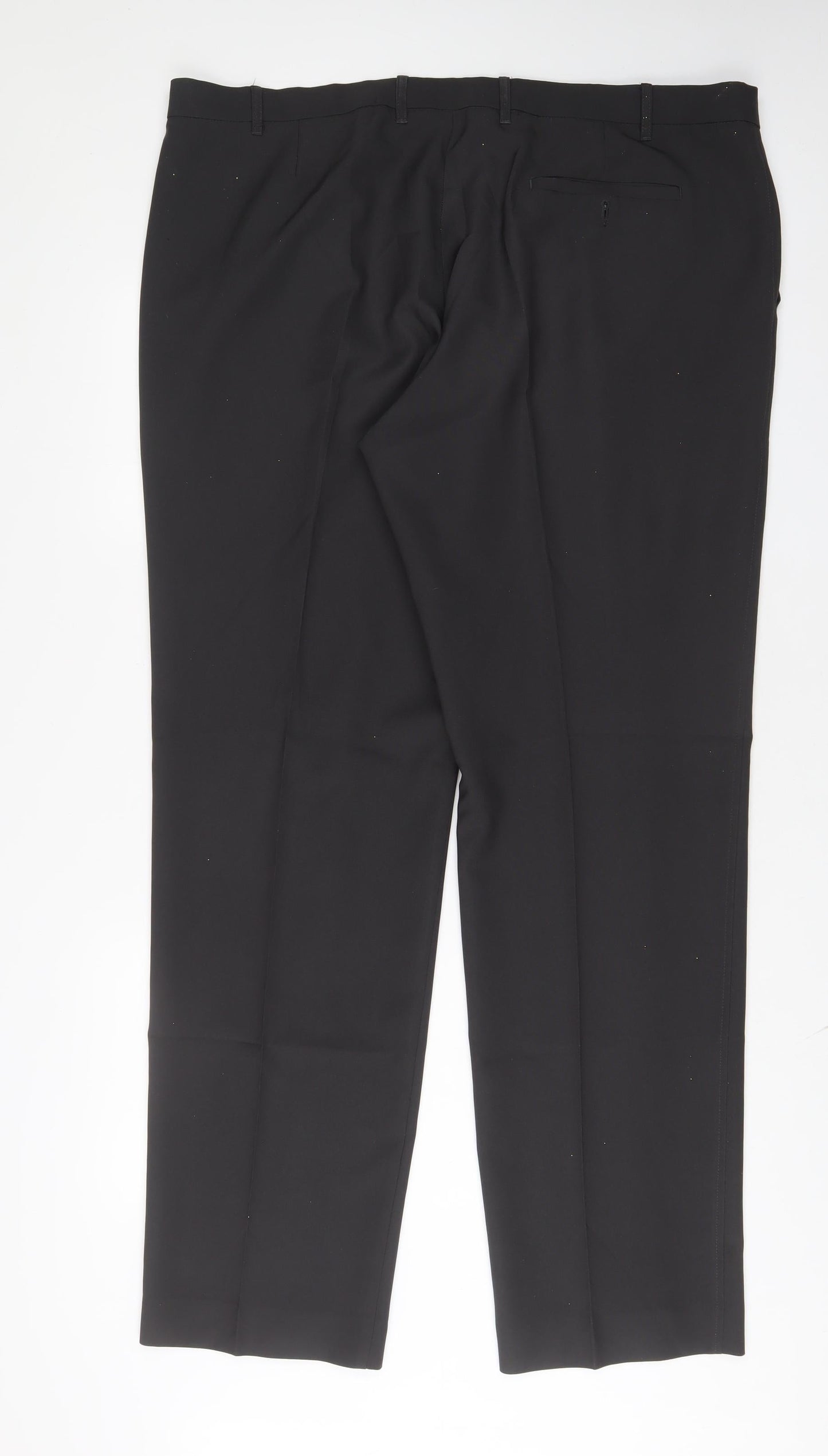 Marks and Spencer Mens Black Polyester Trousers Size 44 in L35 in Regular Button