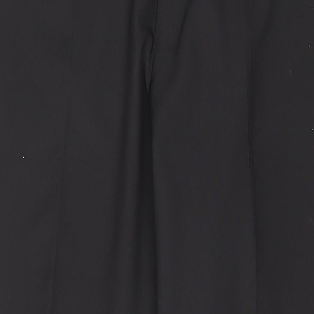 Marks and Spencer Mens Black Polyester Trousers Size 44 in L35 in Regular Button