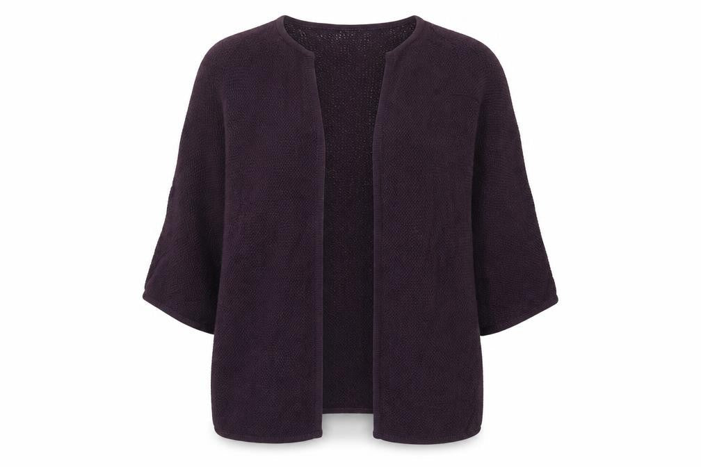 betty & co Womens Purple V-Neck Cotton Cardigan Jumper Size 10 - Open