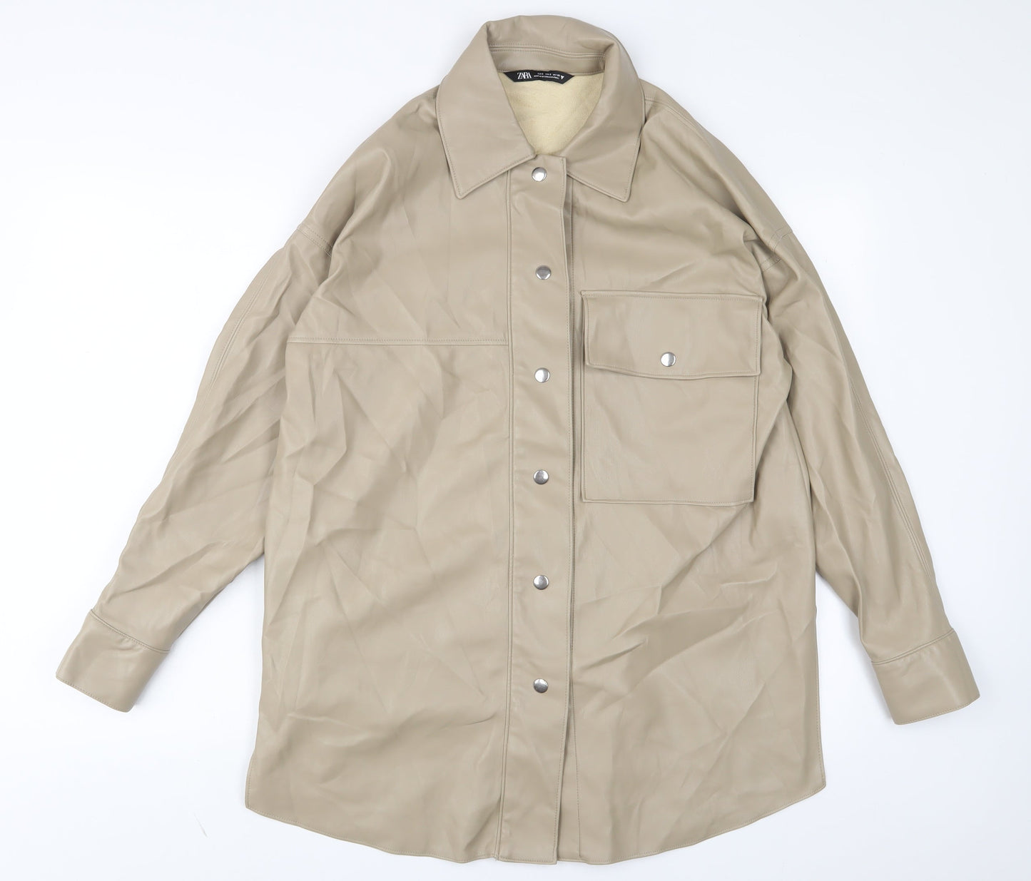 Zara Womens Beige Jacket Size S Snap