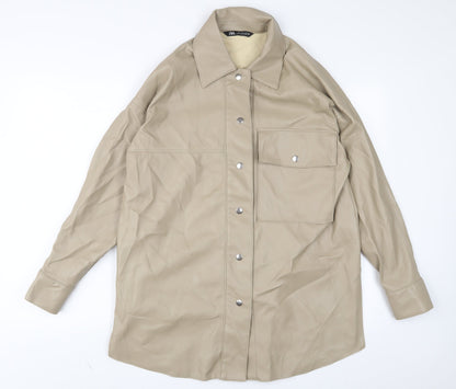 Zara Womens Beige Jacket Size S Snap