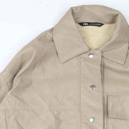 Zara Womens Beige Jacket Size S Snap