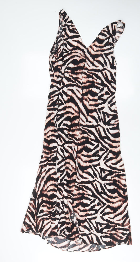 Marks and Spencer Womens Multicoloured Animal Print Viscose A-Line Size 16 V-Neck Pullover