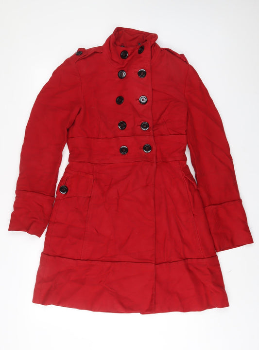 Mango Womens Red Jacket Coat Size M Button - Pockets