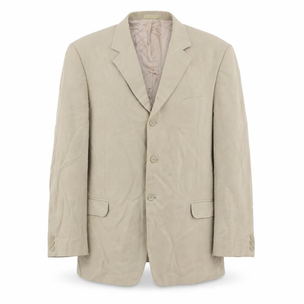 Front view of Maine New England men’s beige lyocell jacket suit jacket, size 46, regular