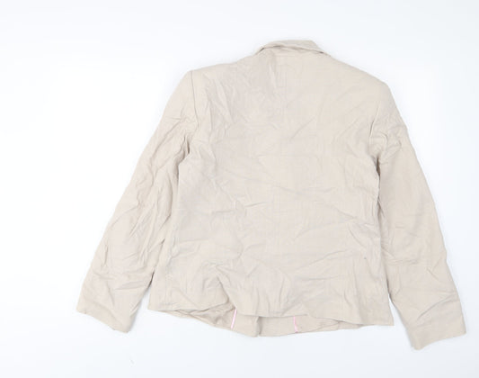 Klass Womens Beige Floral Jacket Size 16 Button - Sequins