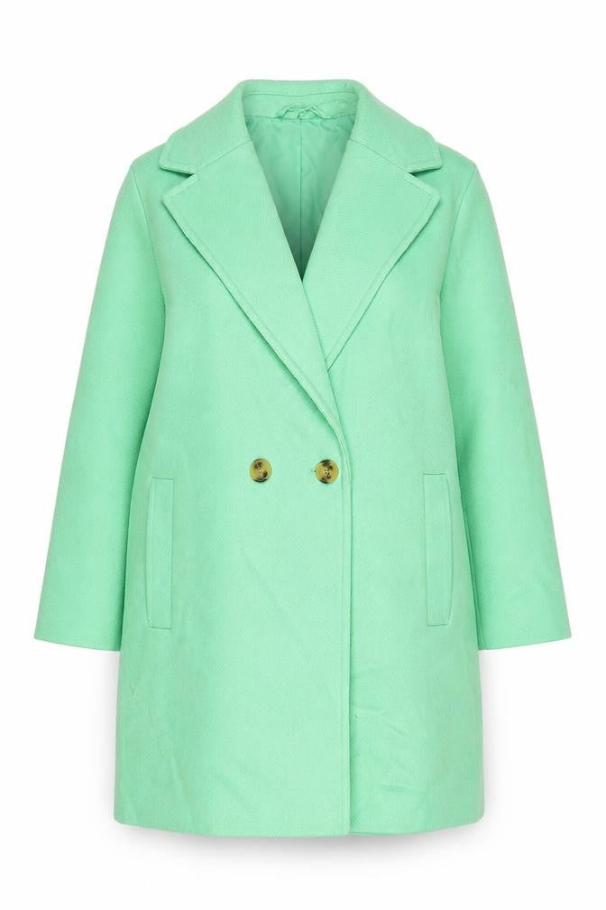 Marks & Spencer Womens Green Overcoat Coat Size 16 Button