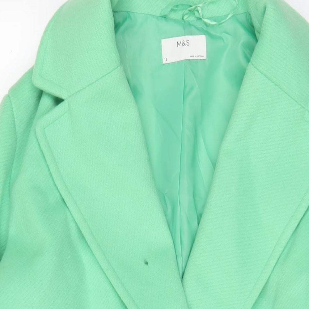 Womens UK Size 16 MARKS AND Green Overcoat