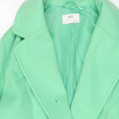 Womens UK Size 16 MARKS AND Green Overcoat
