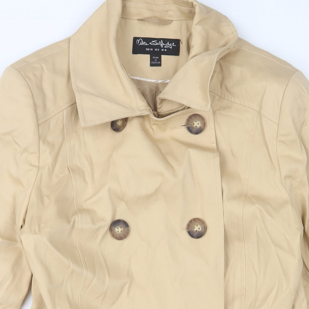 Womens UK Size 10 Miss Selfridge Beige Overcoat