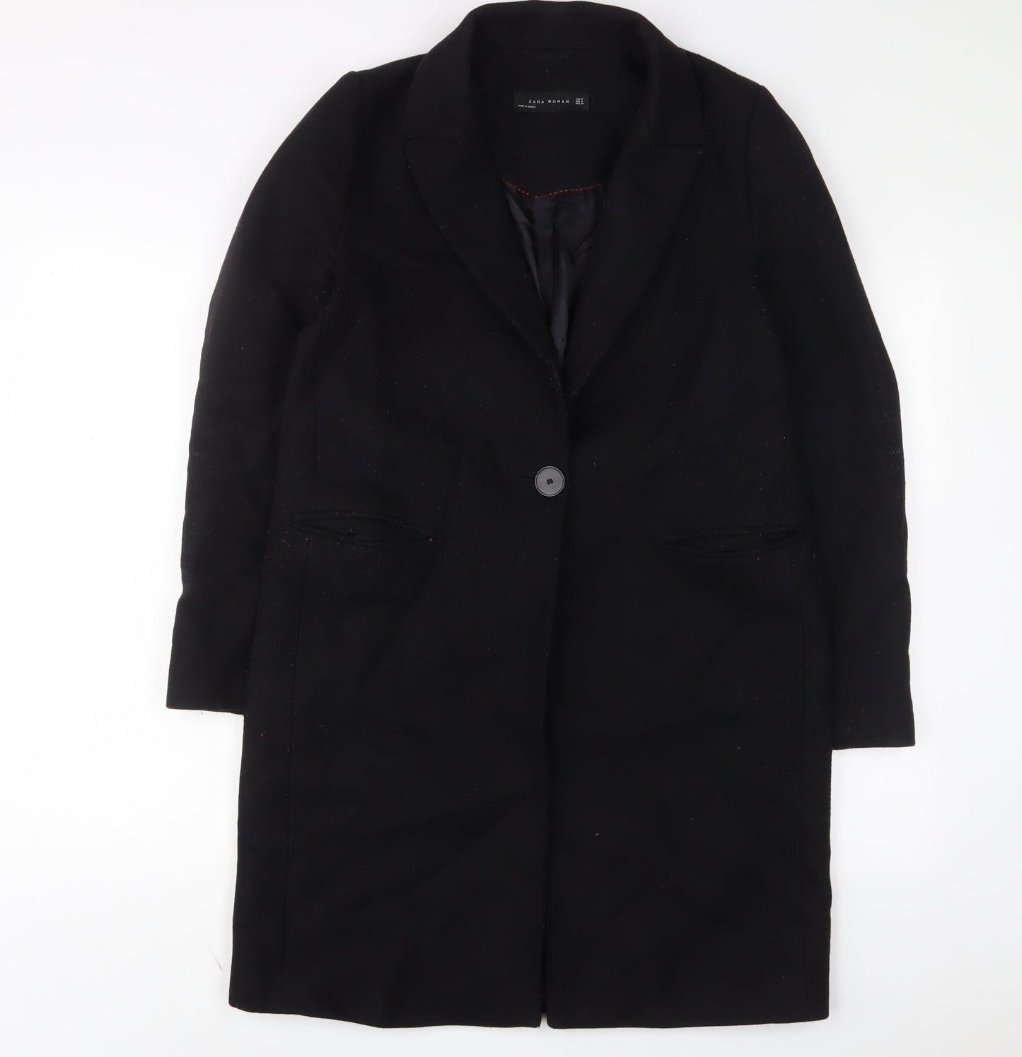 Womens UK Size M Zara Black Overcoat