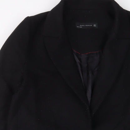 Womens UK Size M Zara Black Overcoat