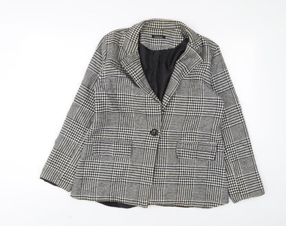 Boohoo Womens White Herringbone Jacket Size 12 Button