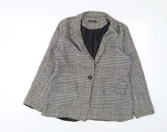 Boohoo Womens White Herringbone Jacket Size 12 Button