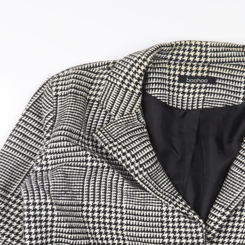 Boohoo Womens White Herringbone Jacket Size 12 Button