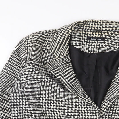 Boohoo Womens White Herringbone Jacket Size 12 Button