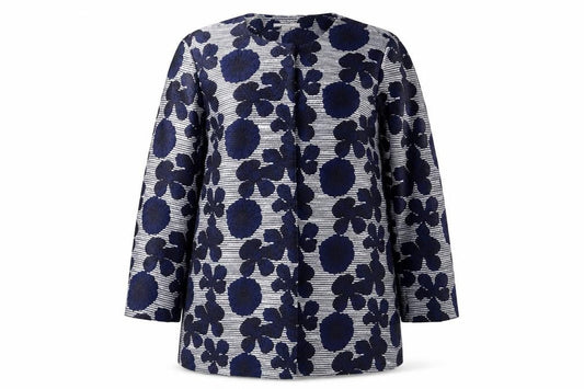 Precis Womens Blue Floral Jacket Size 14