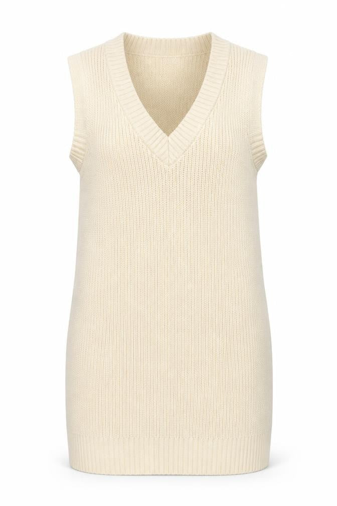 H&M Womens Ivory Acrylic Jumper Dress Size S V-Neck Pullover