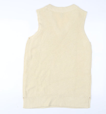 H&M Womens Ivory Acrylic Jumper Dress Size S V-Neck Pullover