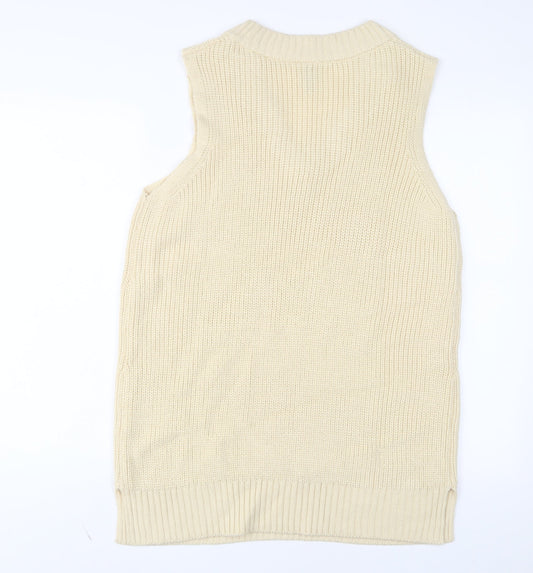 H&M Womens Ivory Acrylic Jumper Dress Size S V-Neck Pullover