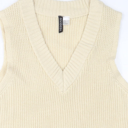 H&M Womens Ivory Acrylic Jumper Dress Size S V-Neck Pullover