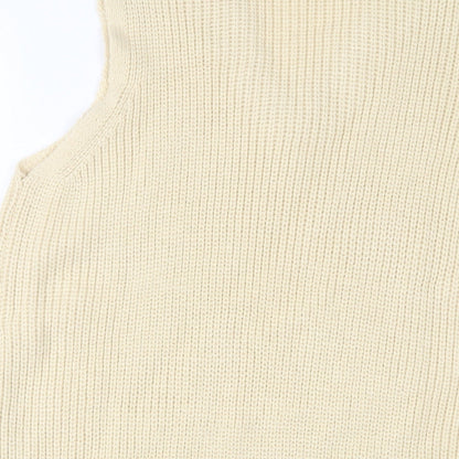 H&M Womens Ivory Acrylic Jumper Dress Size S V-Neck Pullover